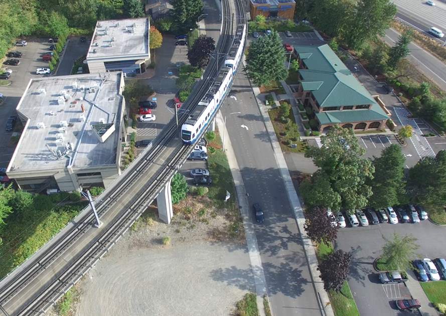 Aerial of train trestle taken from sUAS