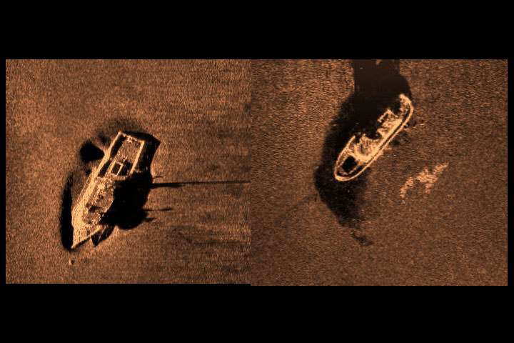 Side-Scan imagery over wrecks