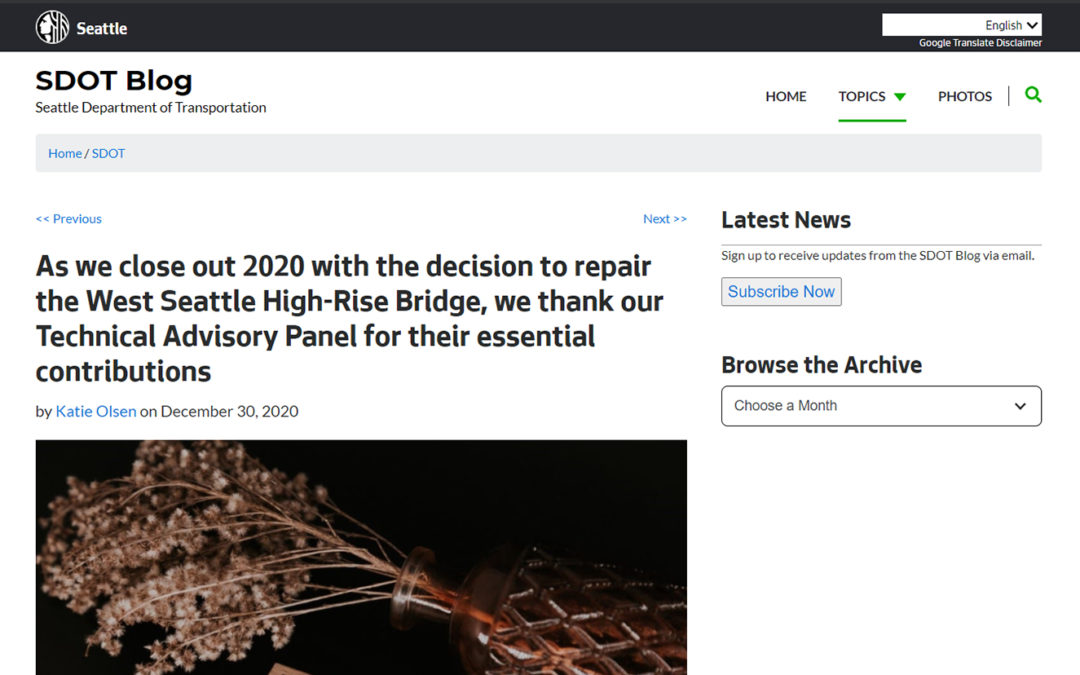 Screencap from the SDOT Blog site.