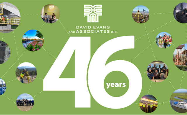 Collage of project photos with 46 years in the middle