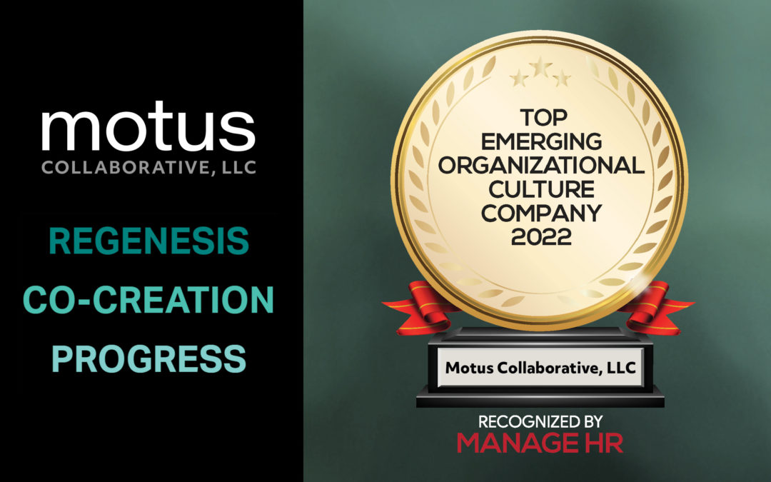 Graphic of an award that reads "top emerging organizational culture company 2022"