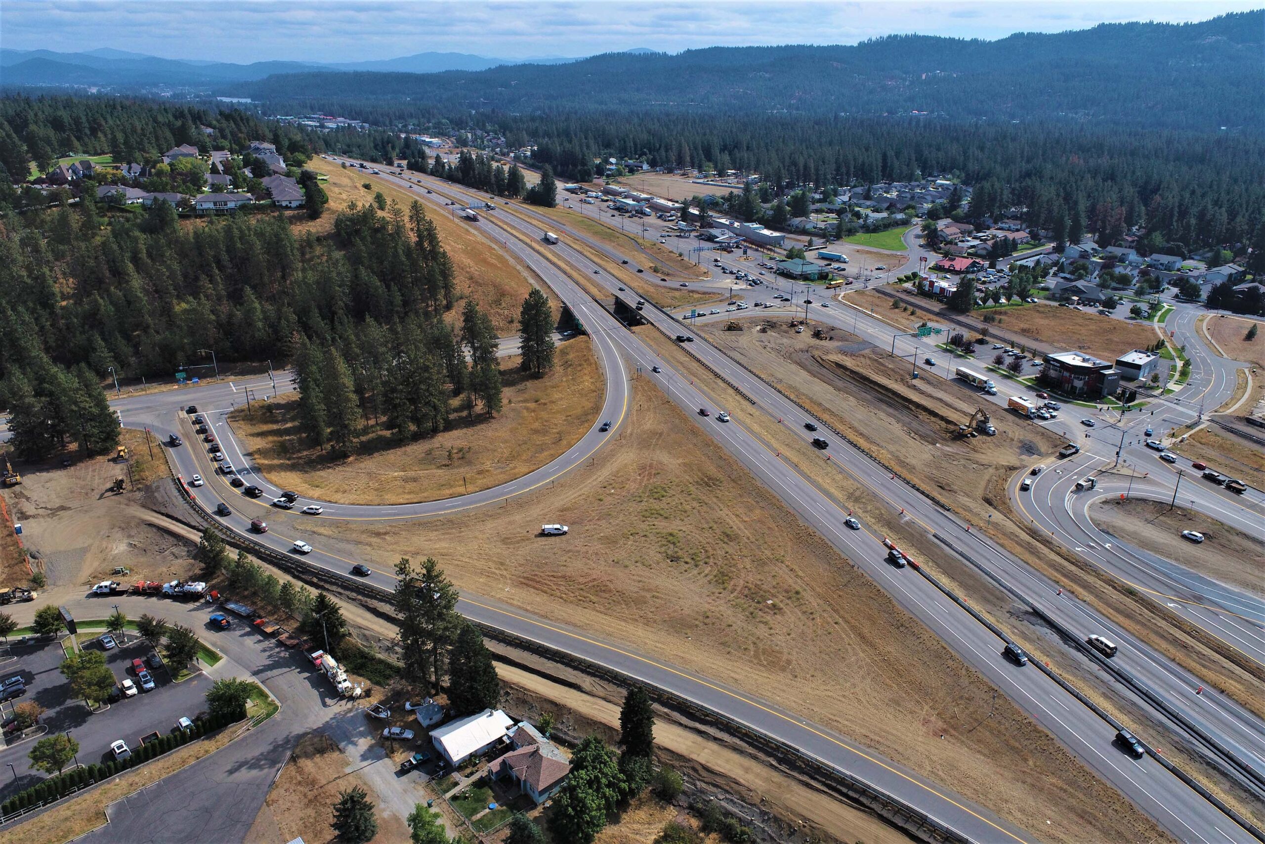 Aerial view of ID-41 Interchange in Post Falls ID