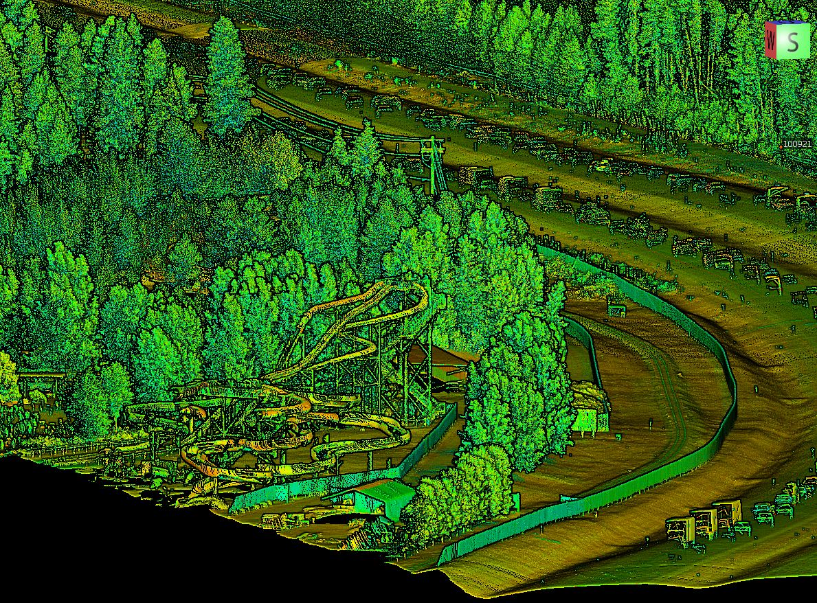 Pointcloud image of a water park
