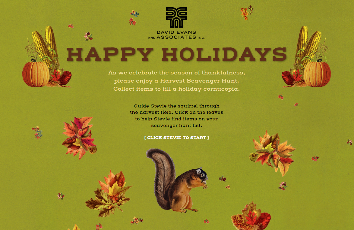 Happy Holidays. As we celebrate the season of thankfulness, please enjoy a Harvest Scavenger Hunt.